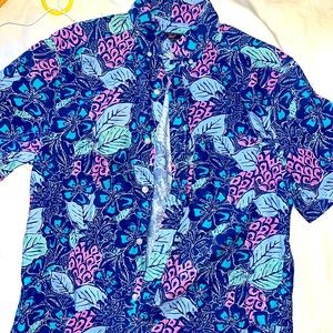 Vineyard vines linen cotton printed short sleeve